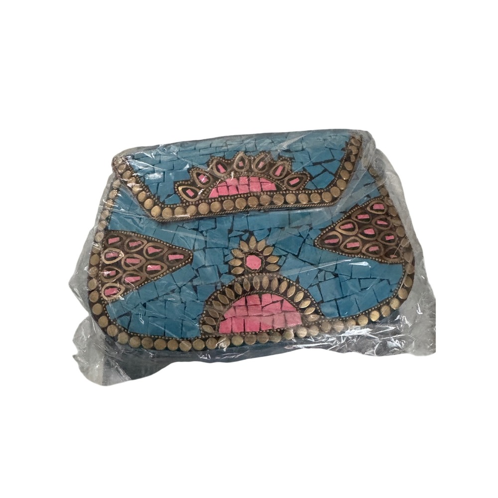 Ramla Clutch Bag Women S Turquoise Mosaic Tile Handmade Evening‎ Crossbody NWT